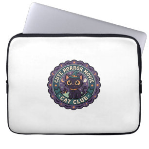 Capa Para Notebook Gato de Filme de Terror Fofo Design de Camiseta - 