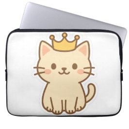 Capa Para Notebook Gato de Fofinho majestoso com uma Coroa