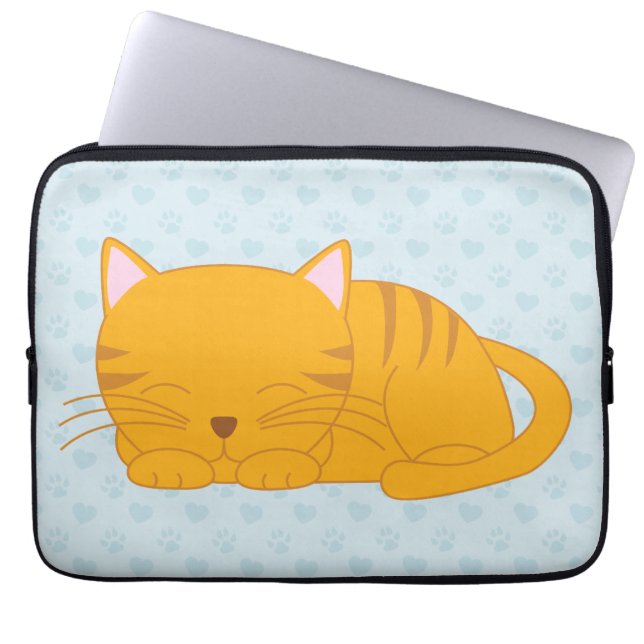 Capa Para Notebook Gato de gato malhado alaranjado do sono (Frente)