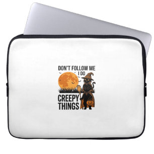 Capa Para Notebook Gato de Halloween Coisas Assustadoras Bruxa Engraç