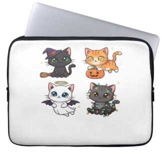 Capa Para Notebook Gato de Halloween Gato Espantoso e Elegante Inspir