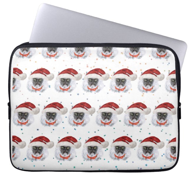 Capa Para Notebook Gato de Natal de Cinzas bonitas para amantes felin (Frente)