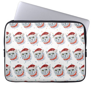 Capa Para Notebook Gato de Prata Bonito com Natal