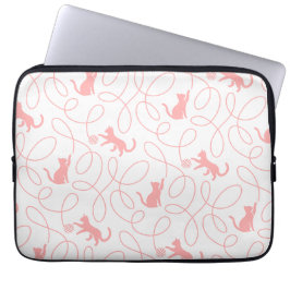 Capa Para Notebook Gato Divertido e Padrão de Bola de Linha Coral Cla