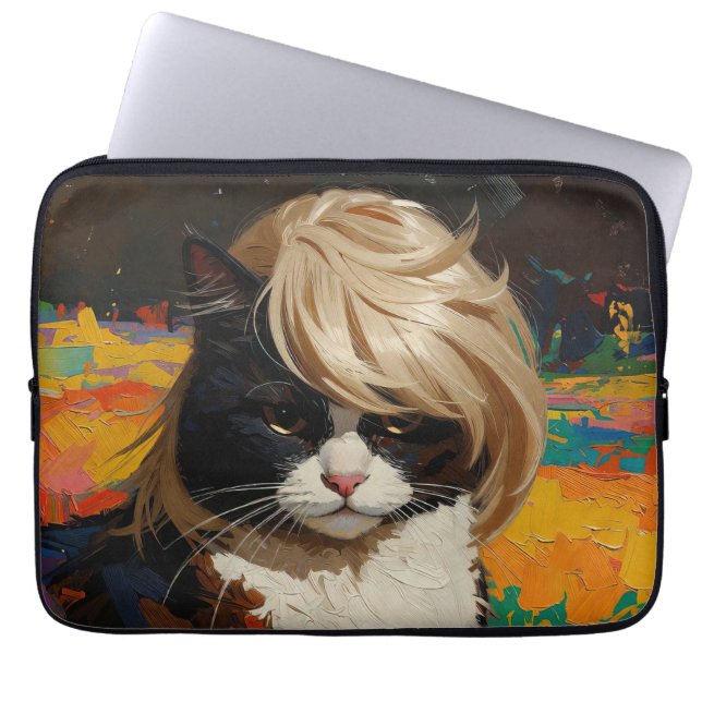 Capa Para Notebook Gato Em Uma Peruca (#2) (Frente)
