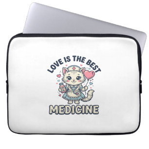 Capa Para Notebook Gato Enfermeira Fofo Amor é a Melhor Medicina Desi