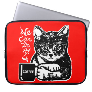 Capa Para Notebook Gato engraçado motivado pelo café