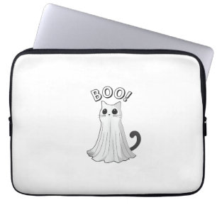 Capa Para Notebook Gato Fantasma Fofo Kitty Boo Dia das Bruxas Gatinh