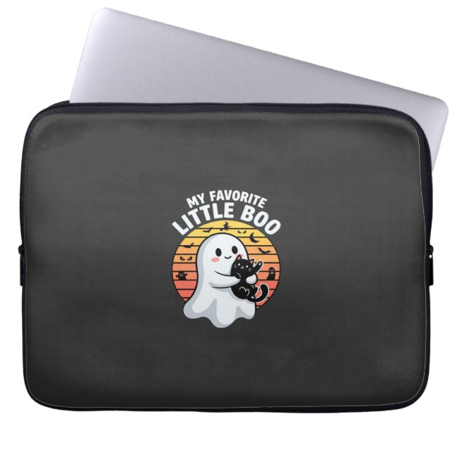 Capa Para Notebook Gato Fantasminha do Halloween (Frente)