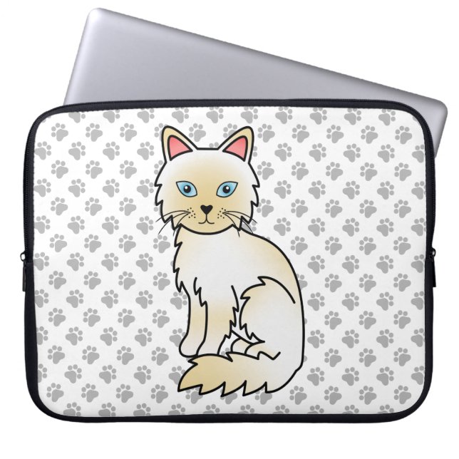 Capa Para Notebook Gato Fofo Birman / Ragdoll Cream Point & Patas (Frente)