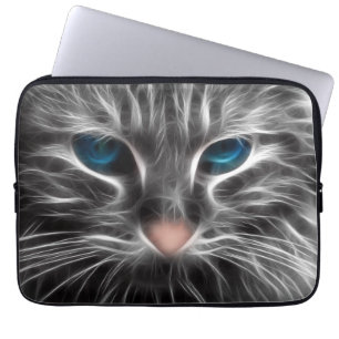 Capa Para Notebook Gato Incrível de Olhos Azuis Cara