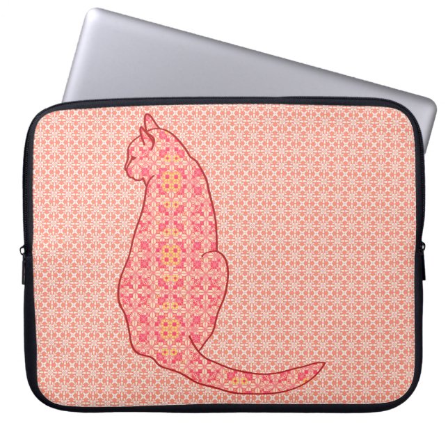 Capa Para Notebook Gato Japonês - Coral Orange Batik (Frente)