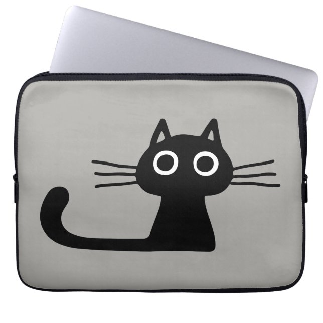 Capa Para Notebook Gato legal de Gatinho Preto | Whimsic Animal Art (Frente)