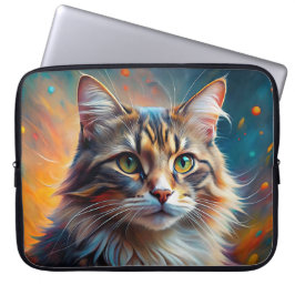 CAPA PARA NOTEBOOK GATO MARROM LISTRADO COM ESTILO POP ART