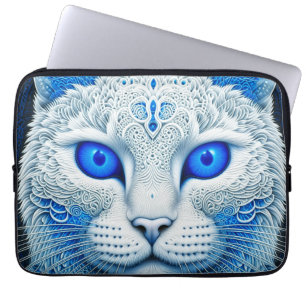 Capa Para Notebook Gato Místico Branco, Arte do Étero AI