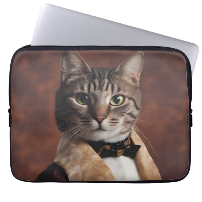Capa Para Notebook Gato na Jaqueta de Fumar (Frente)