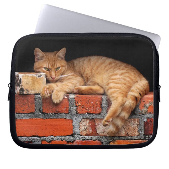 Capa Para Notebook Gato na Parede Brick (Frente)