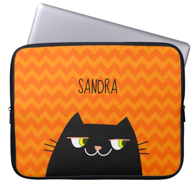 Capa Para Notebook Gato Negro (Frente)