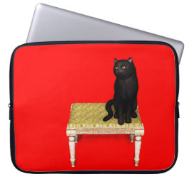 Capa Para Notebook Gato negro na bolsa de laptop das fezes