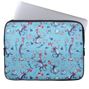Capa Para Notebook Gato No Chapéu   Padrão Azul