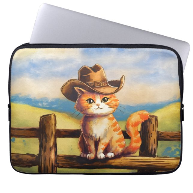 Capa Para Notebook Gato Pai Pintado com Aquarela (Frente)