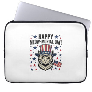 Capa Para Notebook Gato Patriótico Dia Meow-morial Vintage Vector Des