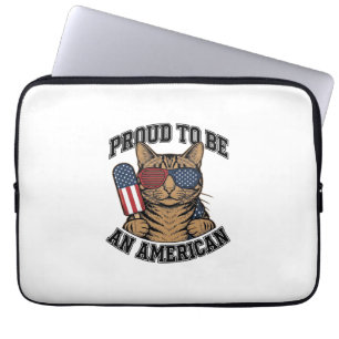 Capa Para Notebook Gato Patriótico Orgulhoso por Ser Americano Vetor