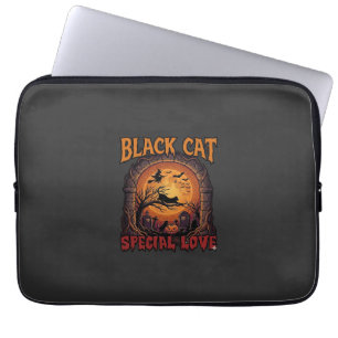 Capa Para Notebook Gato Preto Amor Especial Halloween Lua Bruxa Abóbo