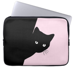 Capa Para Notebook Gato Preto Astuto Rosa