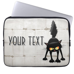 Capa Para Notebook Gato Preto Cartoon Engraçado e Feroz