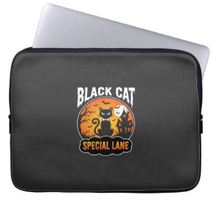 Capa Para Notebook Gato Preto de Halloween Casa Assombrada Design de