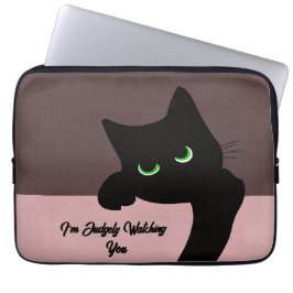 Capa Para Notebook Gato Preto Divertido Espiando Estojo Personalizado