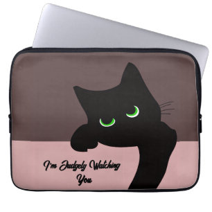 Capa Para Notebook Gato Preto Divertido Espiando Estojo Personalizado
