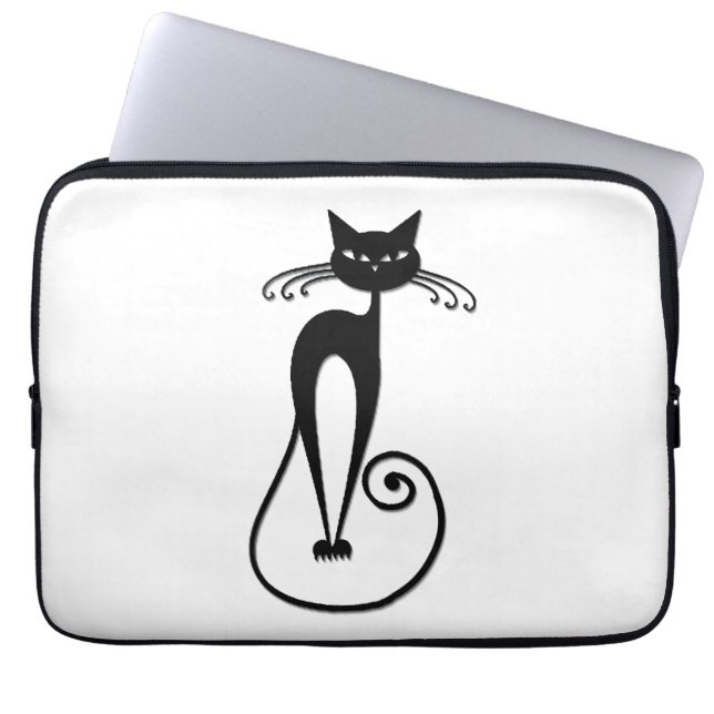 Capa Para Notebook Gato preto magro e caprichoso (Frente)