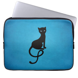 Capa Para Notebook Gato preto mau gracioso azul