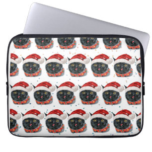 Capa Para Notebook Gato Preto Natal Engraçado Aquarela