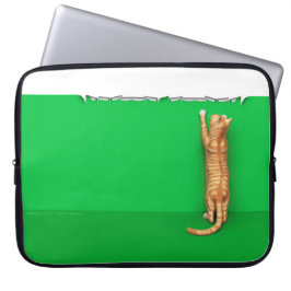 Capa Para Notebook Gato tabby vermelho rasga a manga de laptop de pap