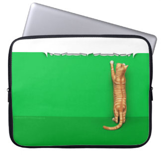 Capa Para Notebook Gato tabby vermelho rasga a manga de laptop de pap
