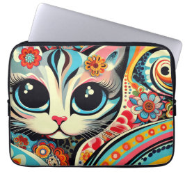 Capa Para Notebook Gato Whimsical Art Talavera Estilo