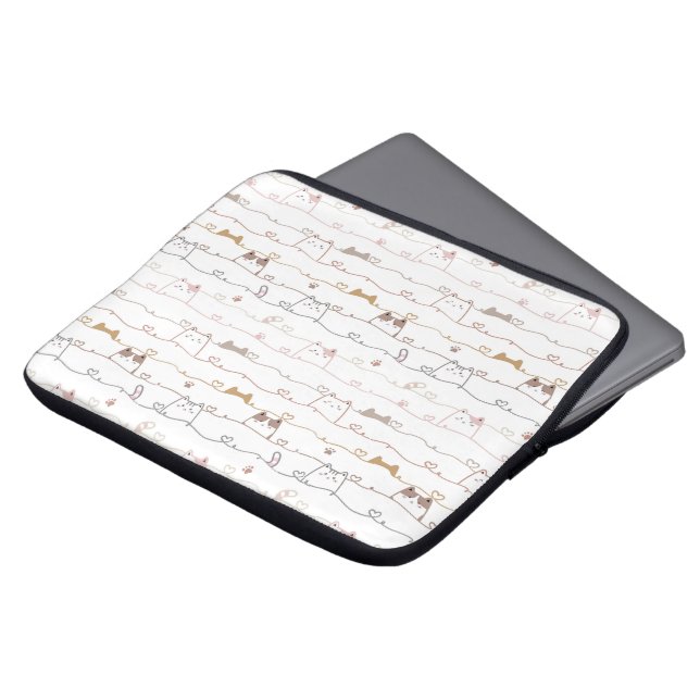 Capa Para Notebook Gatos Adoráveis Espiando Sobre Corações (Frente Topo)