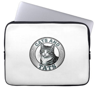 Capa Para Notebook Gatos Antigos e Tatuagens Gravação Design de Gato_
