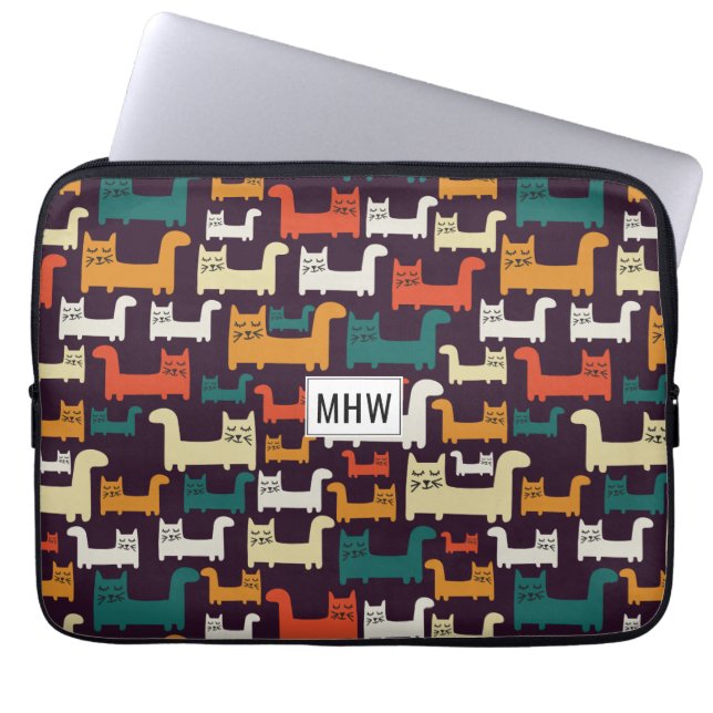 Capa Para Notebook Gatos bolsas de laptop de monograma personalizadas (Frente)