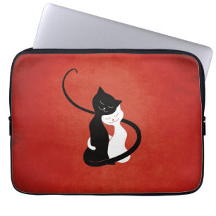 Capa Para Notebook Gatos brancos e pretos bonitos no amor