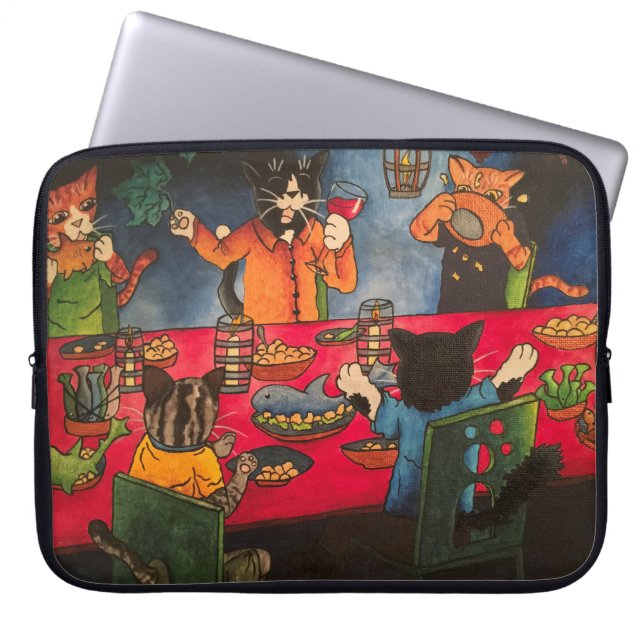Capa Para Notebook Gatos de Banquete Noturno (Frente)