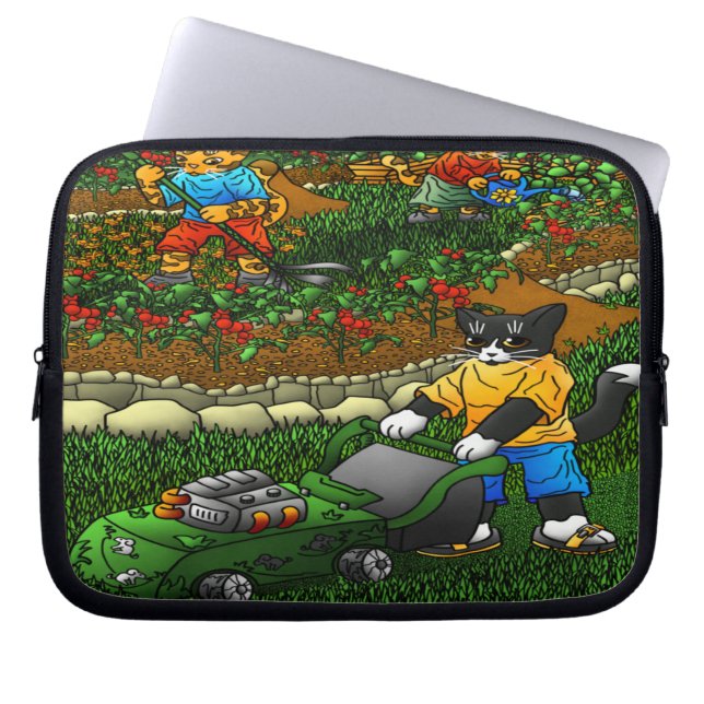 Capa Para Notebook Gatos De Jardinagem De Verão (Frente)