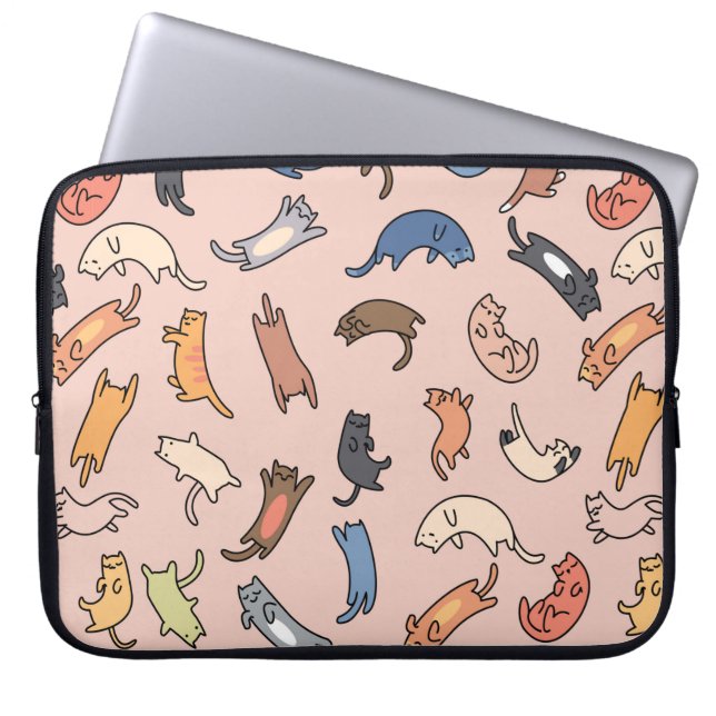 Capa Para Notebook Gatos de rabisco sem costura, ilustração (Frente)