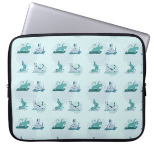 Capa Para Notebook Gatos de Yoga Verdes