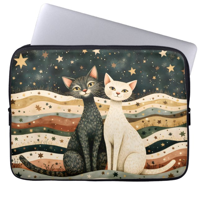 Capa Para Notebook Gatos do Céu Noturno (Frente)