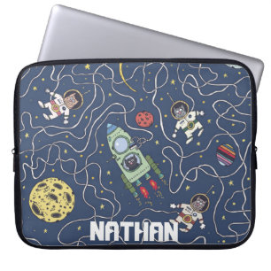 Capa Para Notebook Gatos e foguetes no espaço personalizados