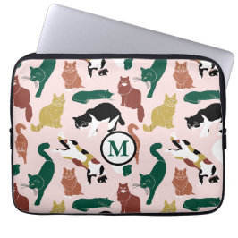 Capa Para Notebook Gatos encantadores desenhados à mão em fundo rosa